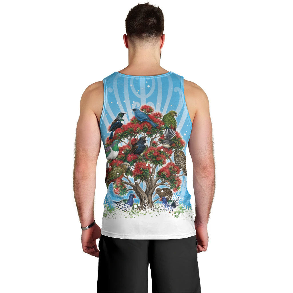 New Zealand Birds Christmas Men Tank Top Pohutukawa Xmas Tree