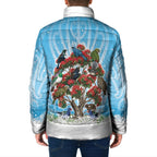 New Zealand Birds Christmas Padded Jacket Pohutukawa Xmas Tree