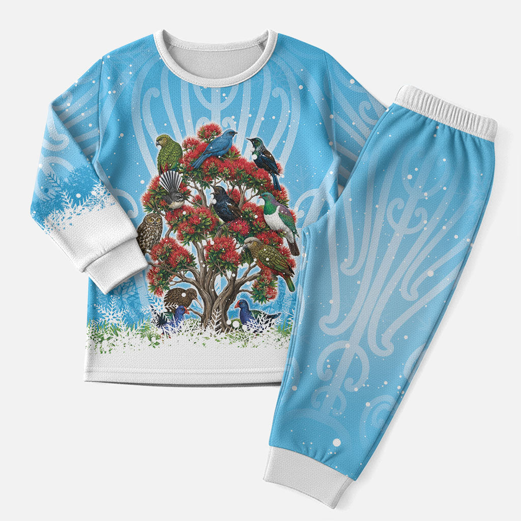 New Zealand Birds Christmas Pajama Set Pohutukawa Xmas Tree