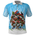New Zealand Birds Christmas Polo Shirt Pohutukawa Xmas Tree