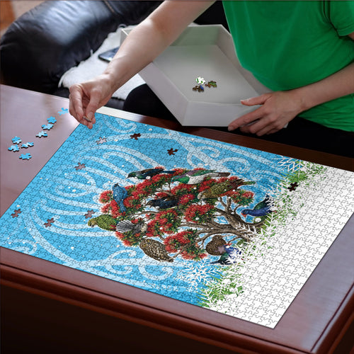 New Zealand Birds Christmas Puzzle Pohutukawa Xmas Tree