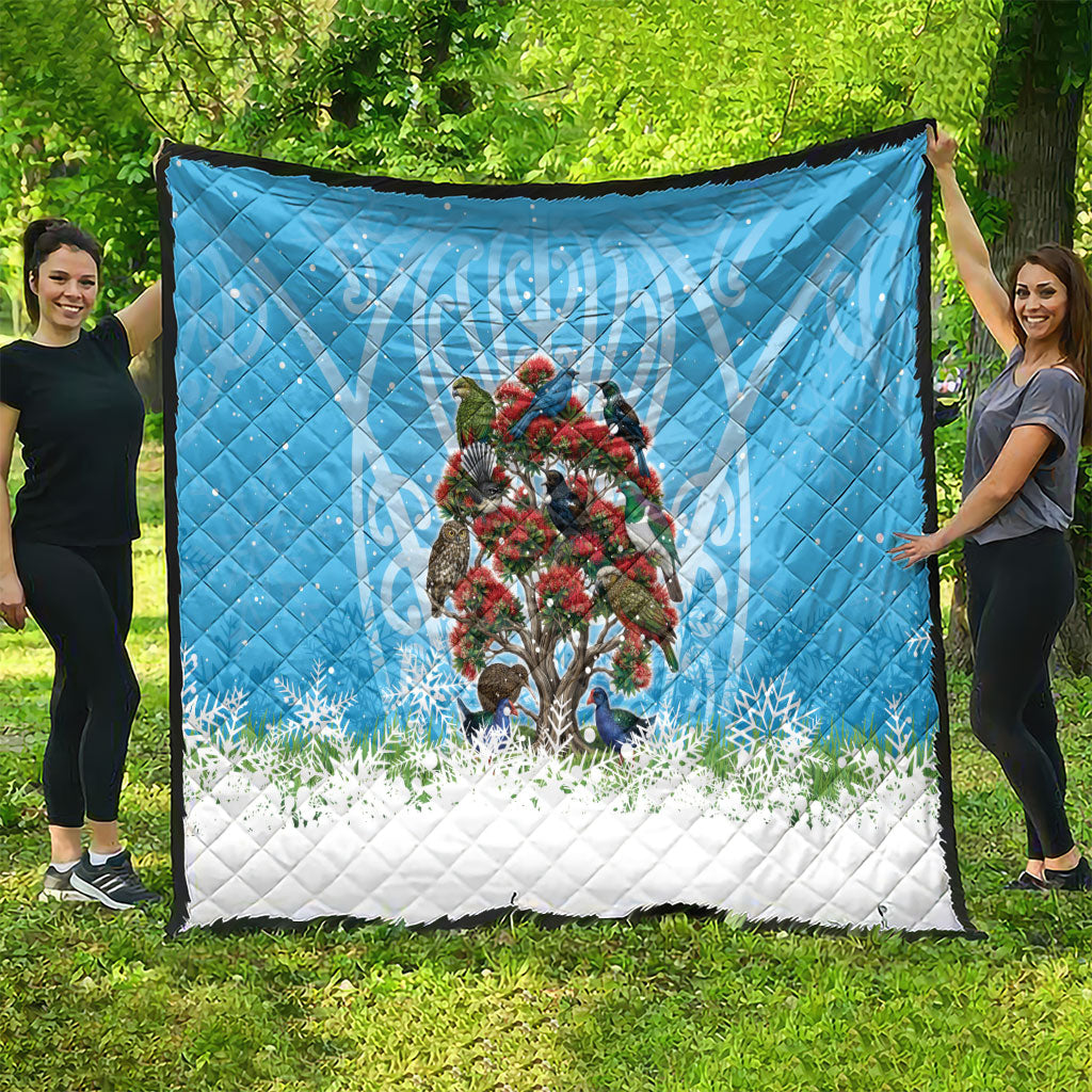 New Zealand Birds Christmas Quilt Pohutukawa Xmas Tree