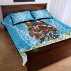 New Zealand Birds Christmas Quilt Bed Set Pohutukawa Xmas Tree