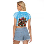 New Zealand Birds Christmas Raglan Cropped T Shirt Pohutukawa Xmas Tree
