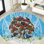 New Zealand Birds Christmas Round Carpet Pohutukawa Xmas Tree