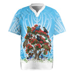 New Zealand Birds Christmas Rugby Jersey Pohutukawa Xmas Tree
