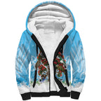New Zealand Birds Christmas Sherpa Hoodie Pohutukawa Xmas Tree