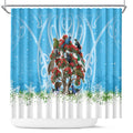 New Zealand Birds Christmas Shower Curtain Pohutukawa Xmas Tree