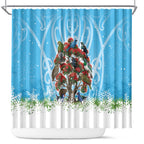 New Zealand Birds Christmas Shower Curtain Pohutukawa Xmas Tree