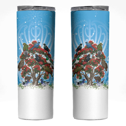 New Zealand Birds Christmas Skinny Tumbler Pohutukawa Xmas Tree