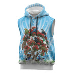 New Zealand Birds Christmas Sleeveless Hoodie Pohutukawa Xmas Tree