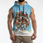 New Zealand Birds Christmas Sleeveless Hoodie Pohutukawa Xmas Tree