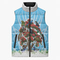 New Zealand Birds Christmas Sleeveless Puffer Jacket Pohutukawa Xmas Tree