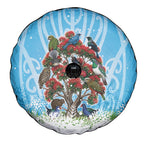New Zealand Birds Christmas Spare Tire Cover Pohutukawa Xmas Tree