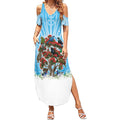 New Zealand Birds Christmas Summer Maxi Dress Pohutukawa Xmas Tree