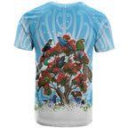 New Zealand Birds Christmas T Shirt Pohutukawa Xmas Tree