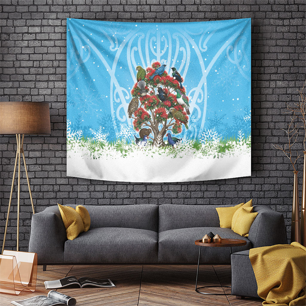 New Zealand Birds Christmas Tapestry Pohutukawa Xmas Tree