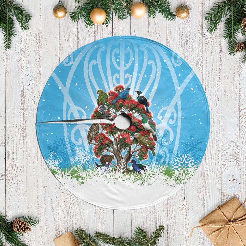 New Zealand Birds Christmas Tree Skirt Pohutukawa Xmas Tree