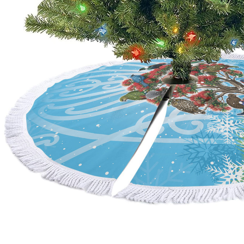 New Zealand Birds Christmas Tree Skirt Pohutukawa Xmas Tree
