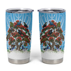New Zealand Birds Christmas Tumbler Cup Pohutukawa Xmas Tree