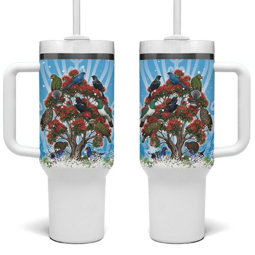 New Zealand Birds Christmas Tumbler With Handle Pohutukawa Xmas Tree