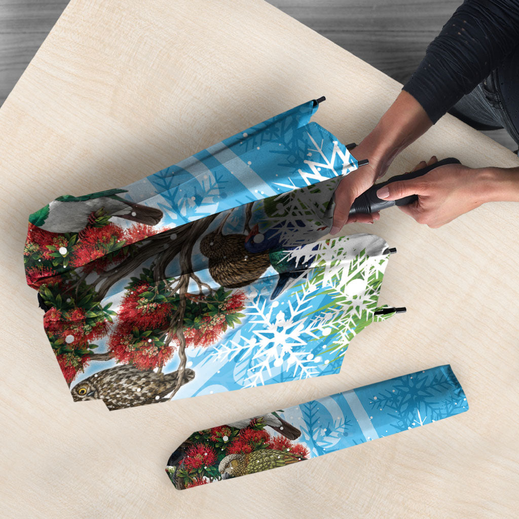 New Zealand Birds Christmas Umbrella Pohutukawa Xmas Tree