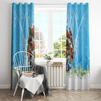 New Zealand Birds Christmas Window Curtain Pohutukawa Xmas Tree