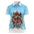New Zealand Birds Christmas Women Polo Shirt Pohutukawa Xmas Tree