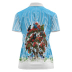 New Zealand Birds Christmas Women Polo Shirt Pohutukawa Xmas Tree