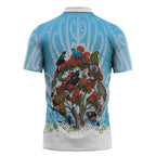 New Zealand Birds Christmas Zipper Polo Shirt Pohutukawa Xmas Tree