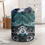 New Zealand Maori Laundry Basket Poutama Pikorua - Single Twist Paua Shell
