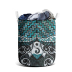 New Zealand Maori Laundry Basket Poutama Pikorua - Single Twist Paua Shell