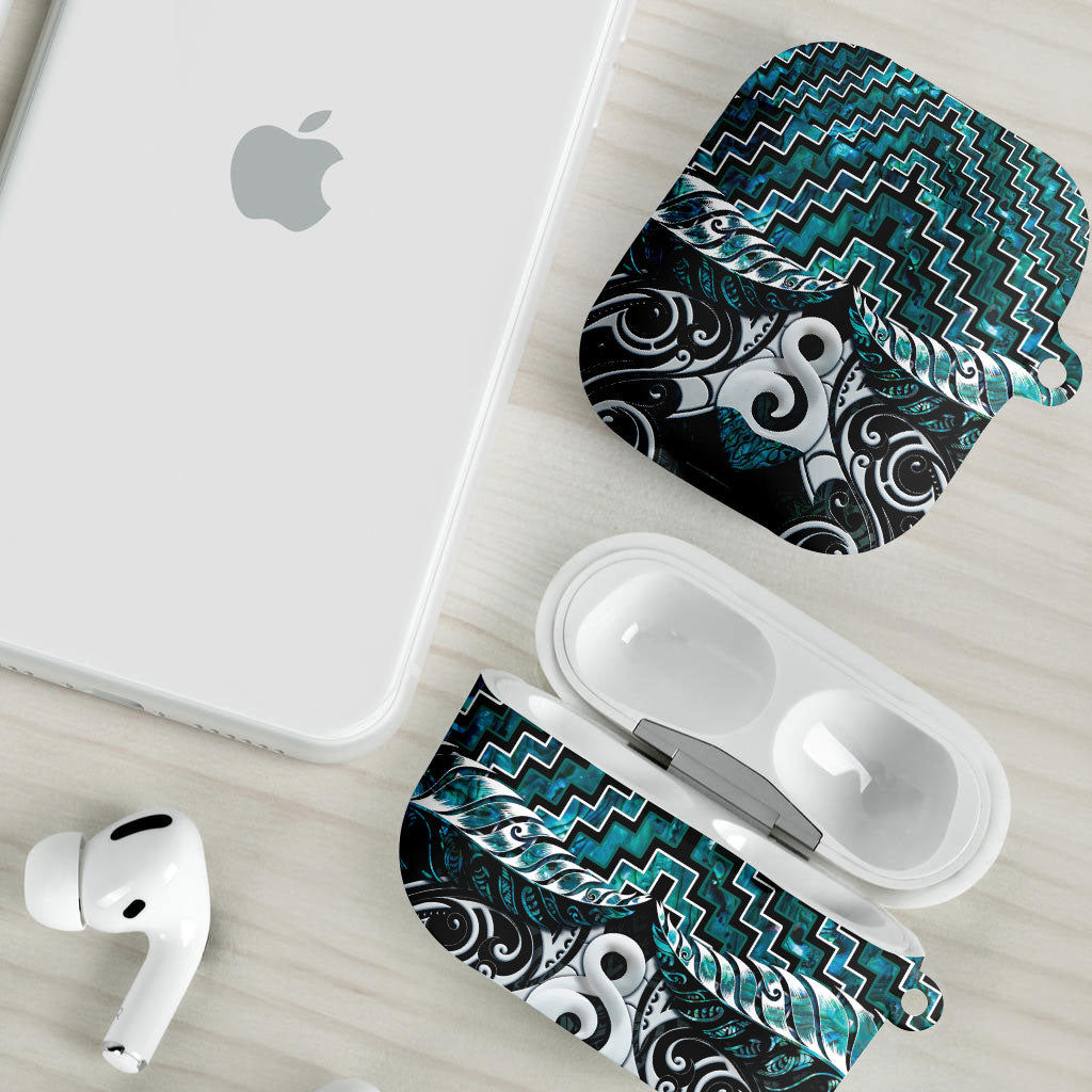 New Zealand Maori AirPods Case Poutama Pikorua - Single Twist Paua Shell