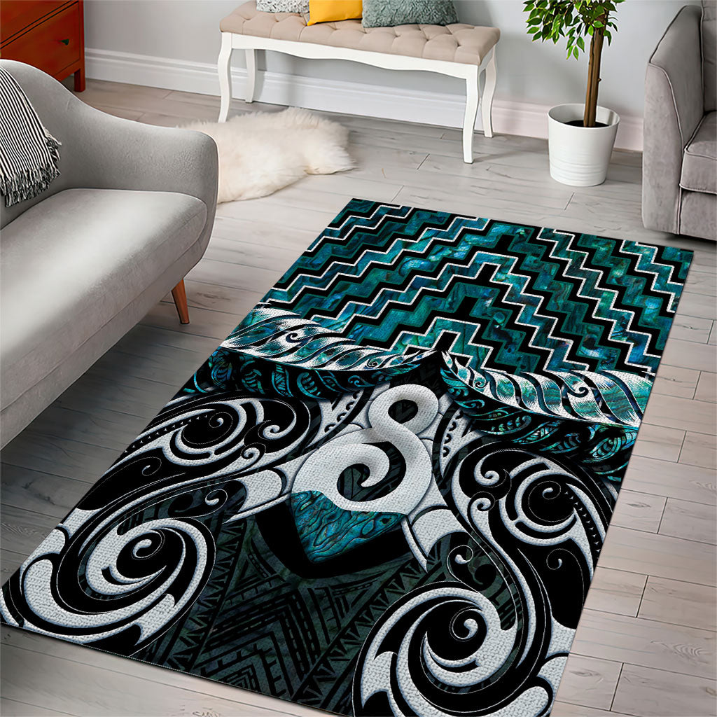 New Zealand Maori Area Rug Poutama Pikorua - Single Twist Paua Shell
