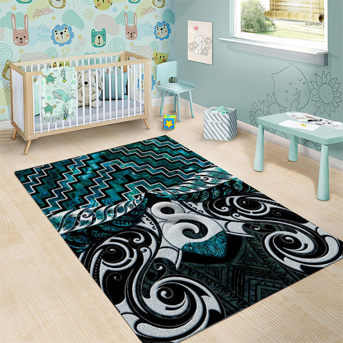 New Zealand Maori Area Rug Poutama Pikorua - Single Twist Paua Shell
