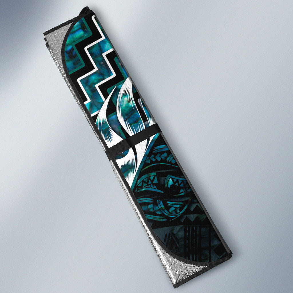New Zealand Maori Auto Sun Shade Poutama Pikorua - Single Twist Paua Shell