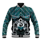 New Zealand Maori Baseball Jacket Poutama Pikorua - Single Twist Paua Shell