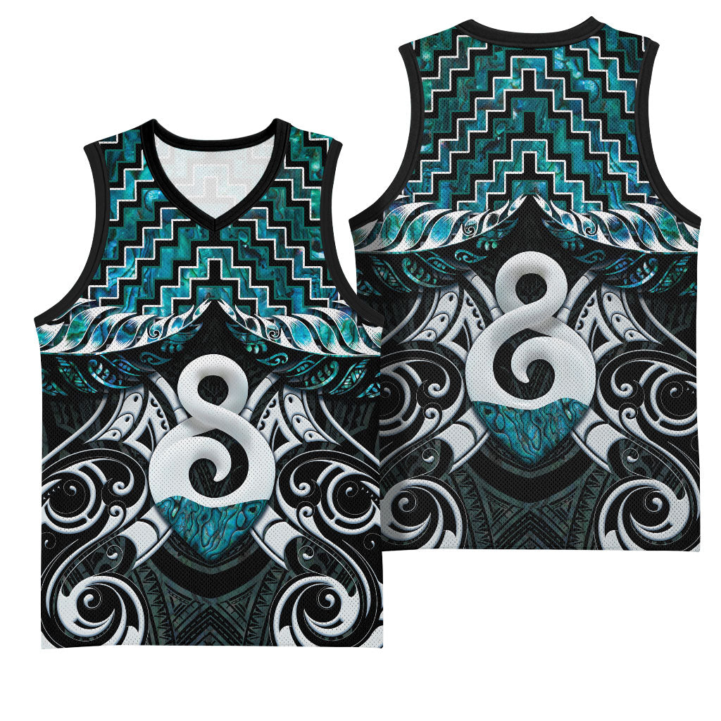 New Zealand Maori Basketball Jersey Poutama Pikorua - Single Twist Paua Shell