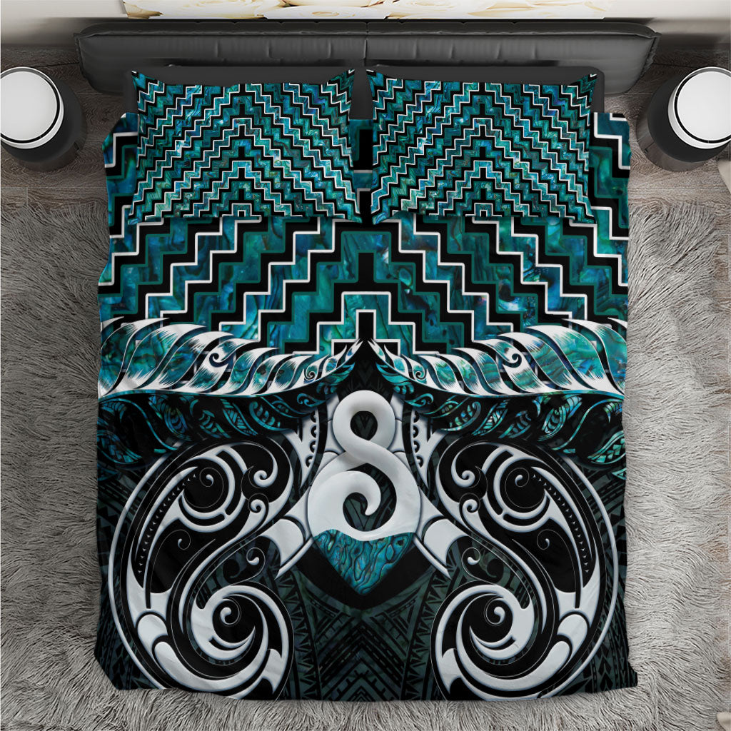 New Zealand Maori Bedding Set Poutama Pikorua - Single Twist Paua Shell