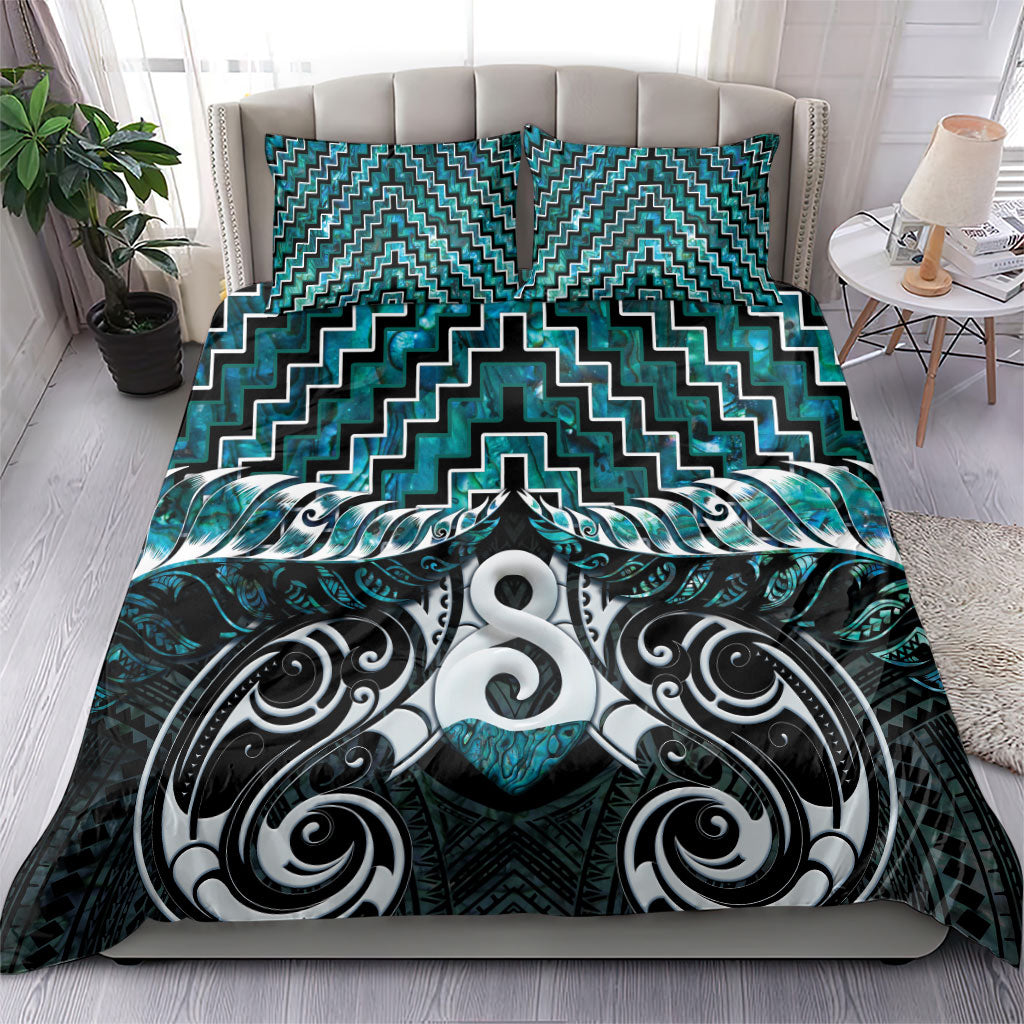 New Zealand Maori Bedding Set Poutama Pikorua - Single Twist Paua Shell