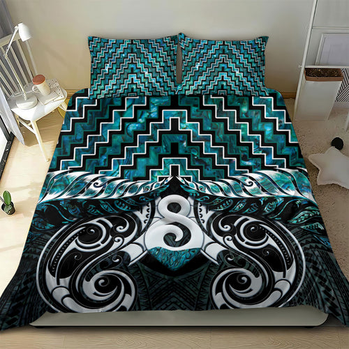 New Zealand Maori Bedding Set Poutama Pikorua - Single Twist Paua Shell