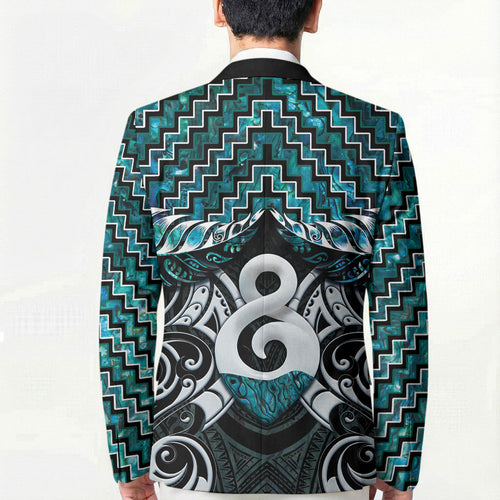 New Zealand Maori Blazer Poutama Pikorua - Single Twist Paua Shell