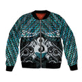 New Zealand Maori Bomber Jacket Poutama Pikorua - Single Twist Paua Shell