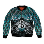 New Zealand Maori Bomber Jacket Poutama Pikorua - Single Twist Paua Shell
