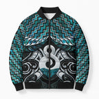New Zealand Maori Bomber Puffer Jacket Poutama Pikorua - Single Twist Paua Shell
