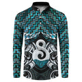 New Zealand Maori Button Sweatshirt Poutama Pikorua - Single Twist Paua Shell