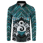 New Zealand Maori Button Sweatshirt Poutama Pikorua - Single Twist Paua Shell