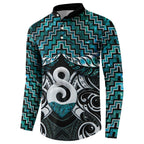 New Zealand Maori Button Sweatshirt Poutama Pikorua - Single Twist Paua Shell