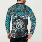 New Zealand Maori Button Sweatshirt Poutama Pikorua - Single Twist Paua Shell