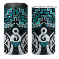 New Zealand Maori 4 in 1 Can Cooler Tumbler Poutama Pikorua - Single Twist Paua Shell